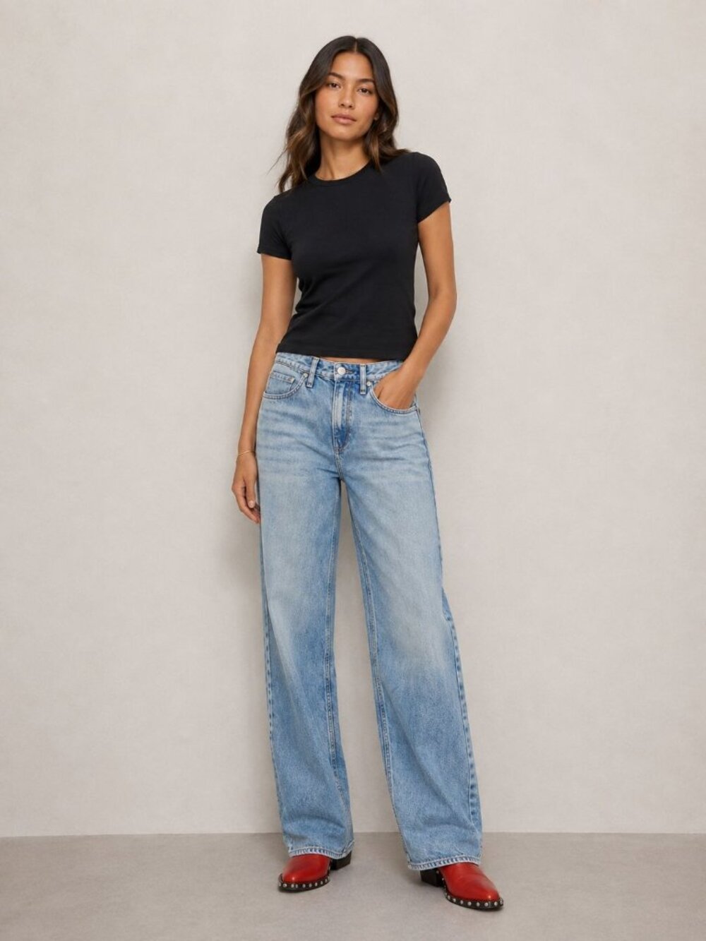 NEW Rag & Bone Logan Mid Rise Wide Leg Jeans Size 34